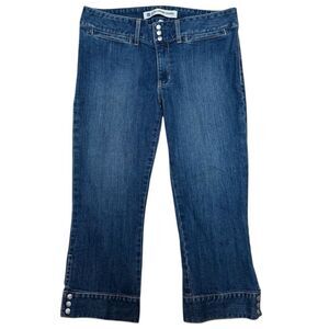 Gap Womens Denim Jeans Ultra Low Rise Cropped Stretch Snap Button. Sz 12R
